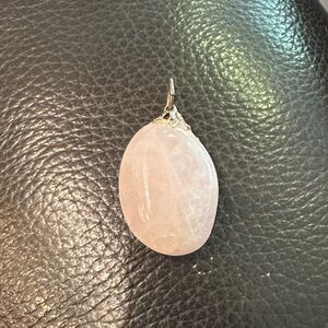 Rose Quartz Oval Pendant Necklace - Pink Stone Jewelry